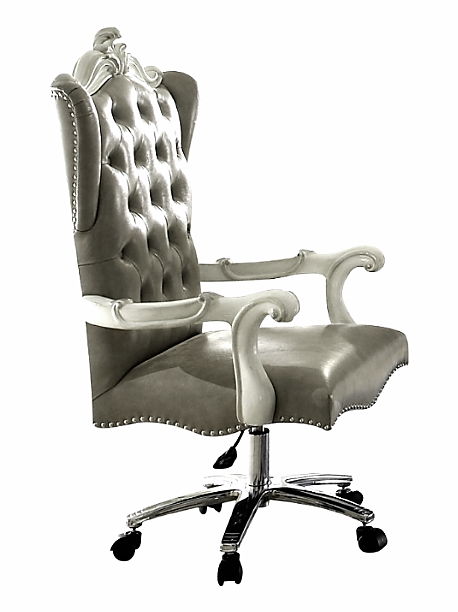 28" X 28" X 48" Silver Faux Leather Upholstery Finish Antique Platinum Executive Chair With Swivel And Lift - WhatYouNeedSales