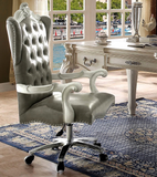 28" X 28" X 48" Silver Faux Leather Upholstery Finish Antique Platinum Executive Chair With Swivel And Lift - WhatYouNeedSales