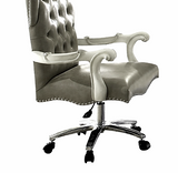 28" X 28" X 48" Silver Faux Leather Upholstery Finish Antique Platinum Executive Chair With Swivel And Lift - WhatYouNeedSales