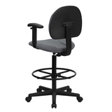 Gray Fabric Drafting Chair with Adjustable Arms - Ergonomic and Stylish