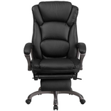 High Back Black LeatherSoft Executive Reclining Ergonomic Swivel Office Chair with Outer Lumbar Cushion and Arms