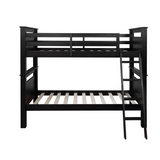 Beckett Bunk Bed - Black | Sturdy Pine Wood, Twin Over Twin, Built-In Ladder