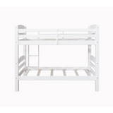 Levi Bunk Bed - White | Twin Over Twin | Pine Wood Construction