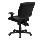 Mid-Back Black LeatherSoft Multifunction Swivel Ergonomic Task Office Chair with Adjustable Arms