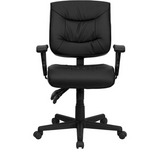 Mid-Back Black LeatherSoft Multifunction Swivel Ergonomic Task Office Chair with Adjustable Arms