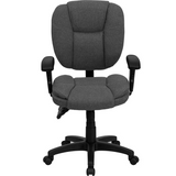 Mid-Back Gray Fabric Multifunction Swivel Ergonomic Task Office Chair with Pillow Top Cushioning and Arms