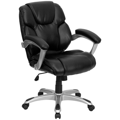 Mid-Back Black LeatherSoft Layered Upholstered Executive Swivel Ergonomic Office Chair