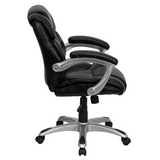 Mid-Back Black LeatherSoft Layered Upholstered Executive Swivel Ergonomic Office Chair