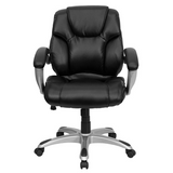 Mid-Back Black LeatherSoft Layered Upholstered Executive Swivel Ergonomic Office Chair