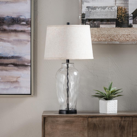 29.75" Glass/ Metal Table Lamp - WhatYouNeedSales