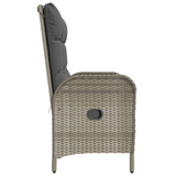 vidaXL Reclining Patio Bench with Cushions - Poly Rattan Gray | Outdoor Furniture