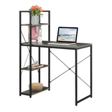 Designs2Go Office Workstation with Shelves, Charcoal Gray/Black