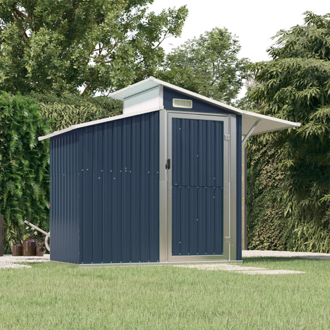 vidaXL Garden Shed Anthracite 106.3"x51.2"x82.1" Galvanized Steel - Outdoor Storage Solution