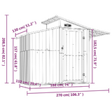 vidaXL Garden Shed Anthracite 106.3"x51.2"x82.1" Galvanized Steel - Outdoor Storage Solution