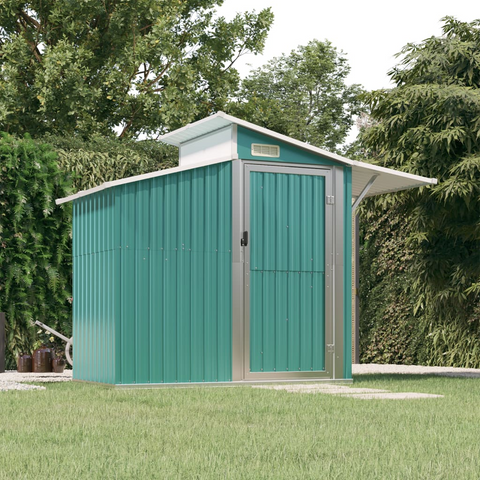 vidaXL Garden Shed Green 106.3"x51.2"x82.1" Galvanized Steel - Outdoor Storage Solution