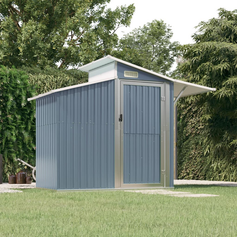 vidaXL Garden Shed Gray 106.3"x51.2"x82.1" Galvanized Steel - Outdoor Storage Solution