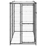 vidaXL Outdoor Dog Kennel Steel with Roof 43.3"x86.6"x70.9"