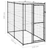 vidaXL Outdoor Dog Kennel Steel with Roof 43.3"x86.6"x70.9"