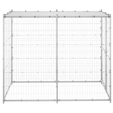 vidaXL Outdoor Dog Kennel Galvanized Steel with Roof 43.3"x86.6"x70.9"