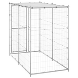 vidaXL Outdoor Dog Kennel Galvanized Steel with Roof 43.3"x86.6"x70.9"