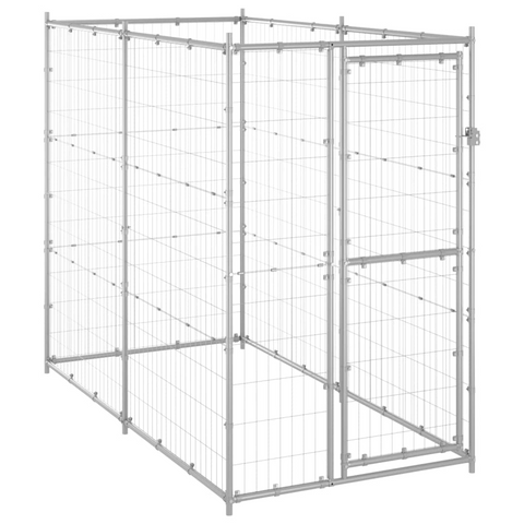 vidaXL Outdoor Dog Kennel Galvanized Steel 43.3"x86.6"x70.9" - Spacious and Durable Dog Kennel