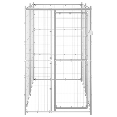 vidaXL Outdoor Dog Kennel Galvanized Steel 43.3"x86.6"x70.9" - Spacious and Durable Dog Kennel