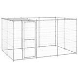 vidaXL Outdoor Dog Kennel Galvanized Steel with Roof 78.1 ft²