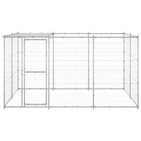 vidaXL Outdoor Dog Kennel Galvanized Steel with Roof 78.1 ft²