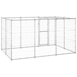 vidaXL Outdoor Dog Kennel Galvanized Steel with Roof 78.1 ft²