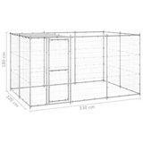 vidaXL Outdoor Dog Kennel Galvanized Steel with Roof 78.1 ft²