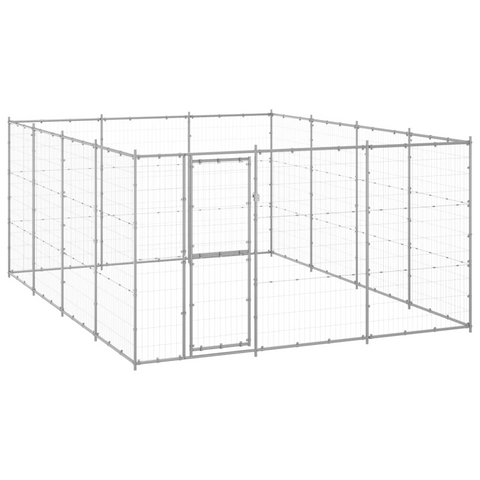 vidaXL Outdoor Dog Kennel Galvanized Steel 156.3 ft² - Spacious and Secure