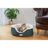 Armarkat Pet Bed Model C04HML/MB - Laurel Green and Ivory | Durable Canvas and Silky Soft Plush