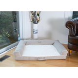 New Armarkat Model D07B Ivory & Beige Medium Bolstered Pet Bed with Memory Foam