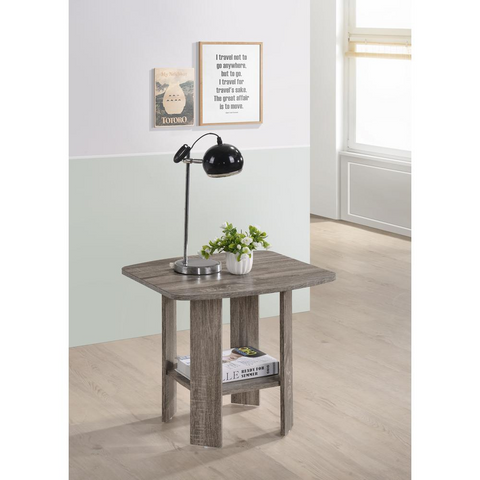 Modern Transitional End Table with Angled Legs and Storage Shelf