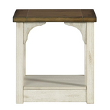 Oak/Antique White End Table - Rustic Farmhouse Design