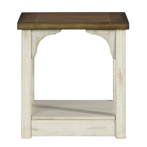 Oak/Antique White End Table - Rustic Farmhouse Design