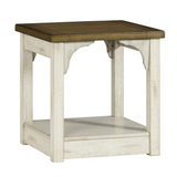 Oak/Antique White End Table - Rustic Farmhouse Design