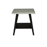 Modern End Table with Concrete Textured Top and Sleek Mid Century Style Base