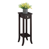 Newport Prism Tall Plant Stand - Wooden Plant Stand with Drawer and Bottom Shelf