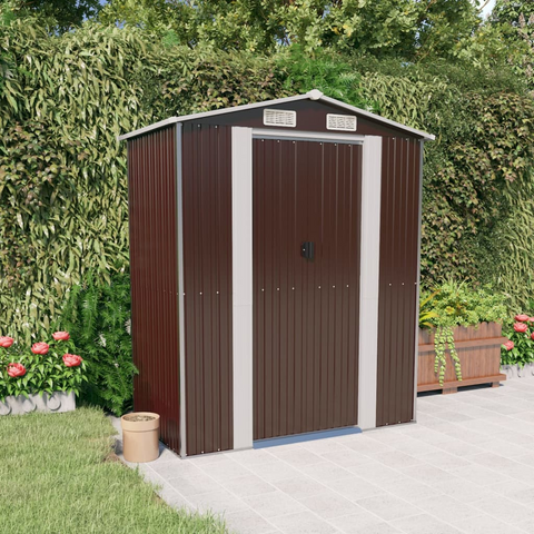 vidaXL Garden Shed Dark Brown 75.6"x42.5"x87.8" Galvanized Steel - Outdoor Storage Solution