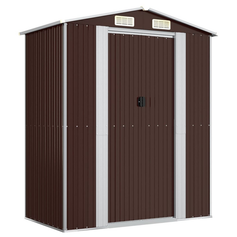 vidaXL Garden Shed Dark Brown 75.6"x42.5"x87.8" Galvanized Steel - Outdoor Storage Solution