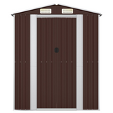 vidaXL Garden Shed Dark Brown 75.6"x42.5"x87.8" Galvanized Steel - Outdoor Storage Solution