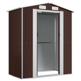 vidaXL Garden Shed Dark Brown 75.6"x42.5"x87.8" Galvanized Steel - Outdoor Storage Solution