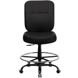 HERCULES Series Big & Tall 400 lb. Rated Black LeatherSoft Ergonomic Drafting Chair