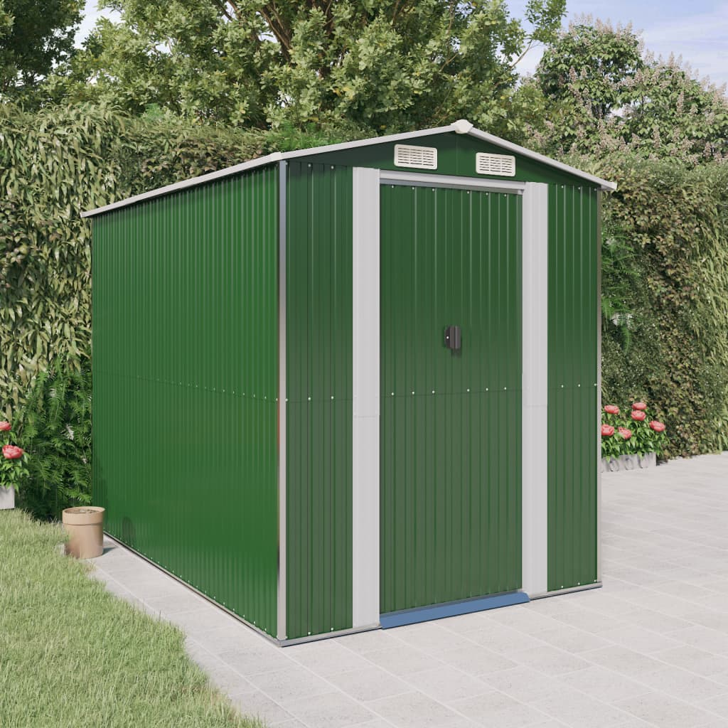 vidaXL Garden Shed Green 75.6"x107.9"x87.8" Galvanized Steel