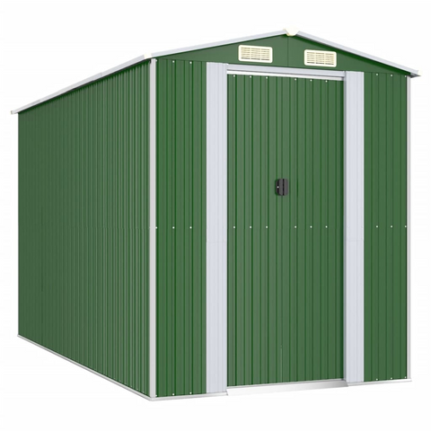 vidaXL Garden Shed Green 75.6"x140.6"x87.8" Galvanized Steel - Outdoor Storage Solution