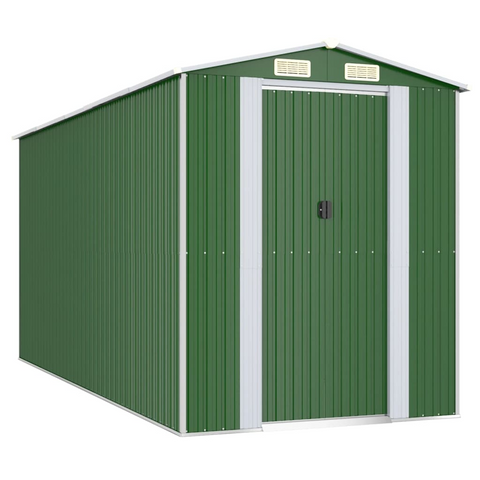 vidaXL Garden Shed Green 75.6"x173.2"x87.8" Galvanized Steel