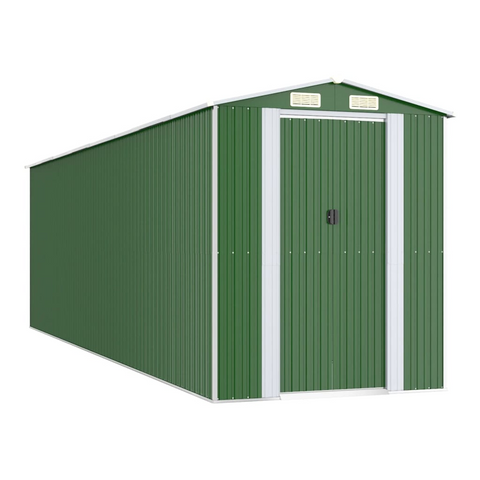 vidaXL Garden Shed Green 75.6"x271.3"x87.8" Galvanized Steel