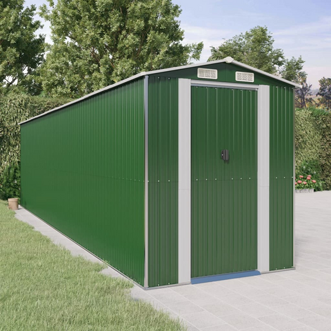 vidaXL Garden Shed Green 75.6"x303.9"x87.8" Galvanized Steel | Outdoor Storage Solution