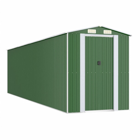 vidaXL Garden Shed Green 75.6"x303.9"x87.8" Galvanized Steel | Outdoor Storage Solution